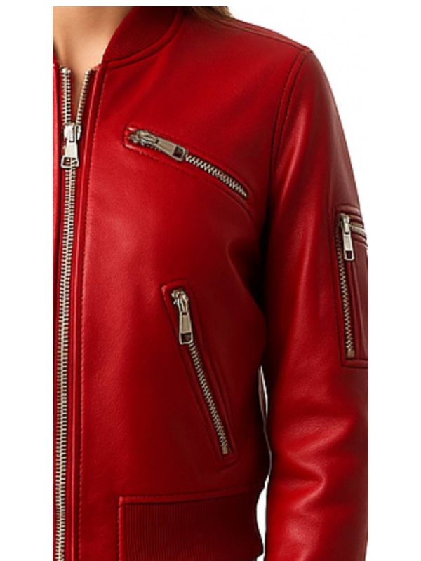 Audrey Leather Red Jacket – Stylish Women’s Red Leather Jacket
