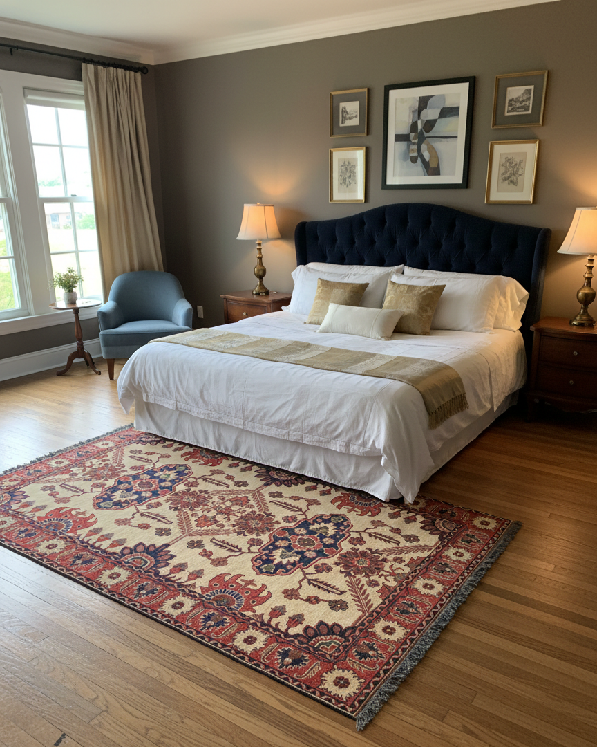 Terkaman Tribal Afghan Oriental Rug - size 5' 4" x 6' 7" (Q)