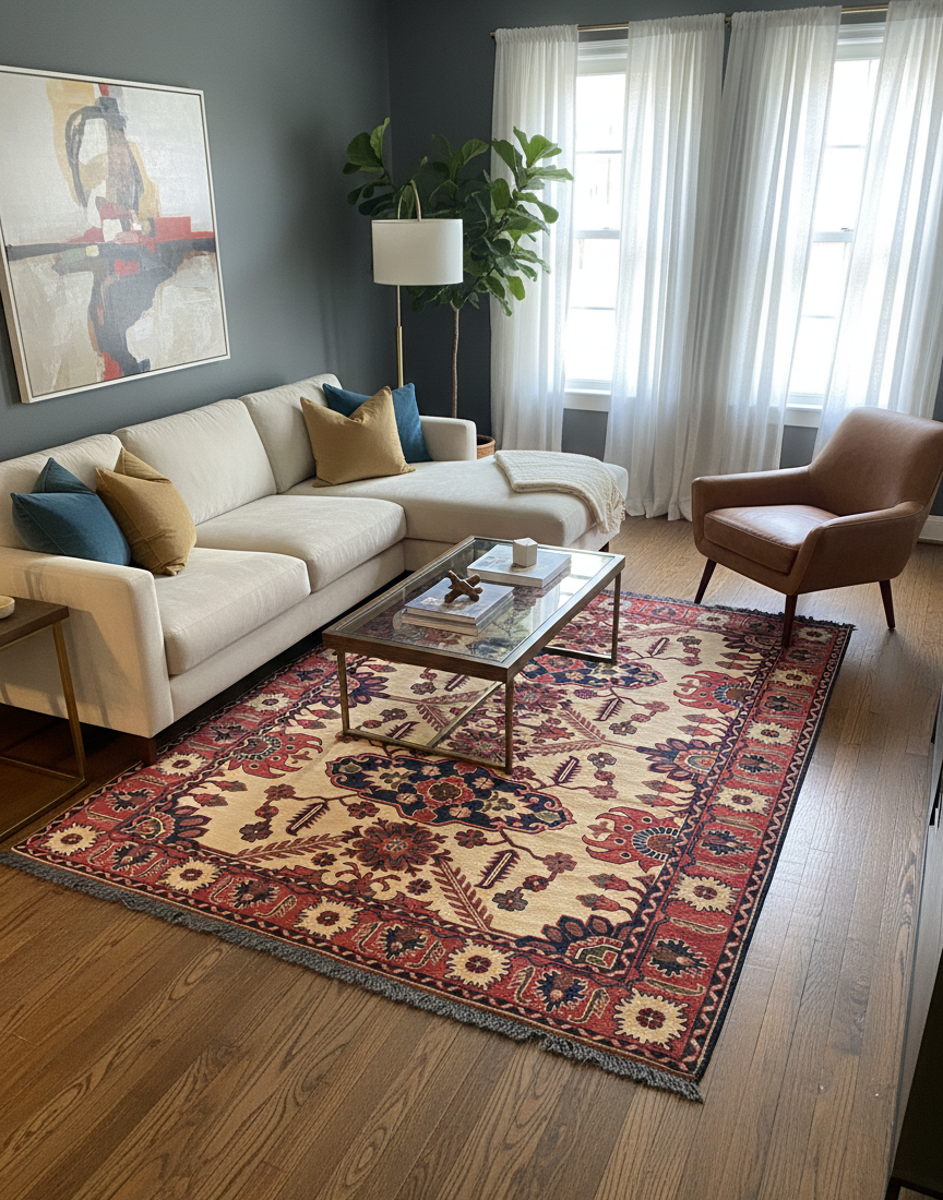 Terkaman Tribal Afghan Oriental Rug - size 5' 4" x 6' 7" (Q)