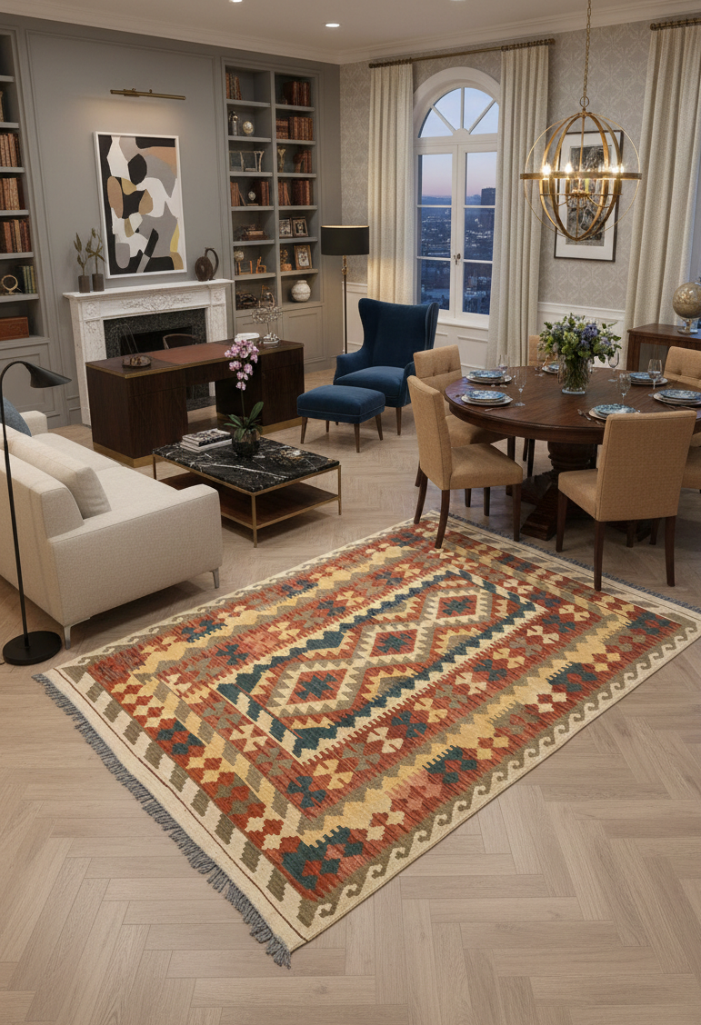 Afghan Kilim Handwoven flatweave Rug – size 4' 10" x 6' 2"