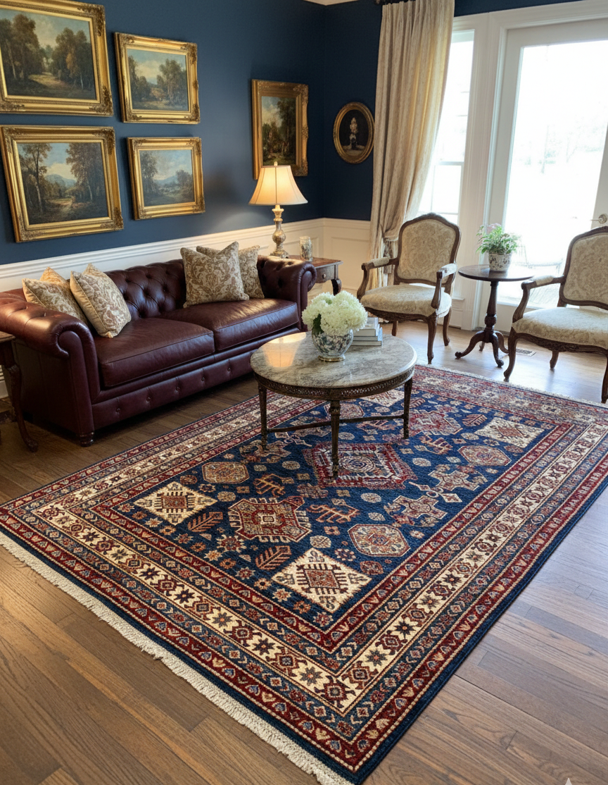 Hand-Knotted Vegetable Dye Kazak Rug from Pakistan, size 5" x 6' 7"
