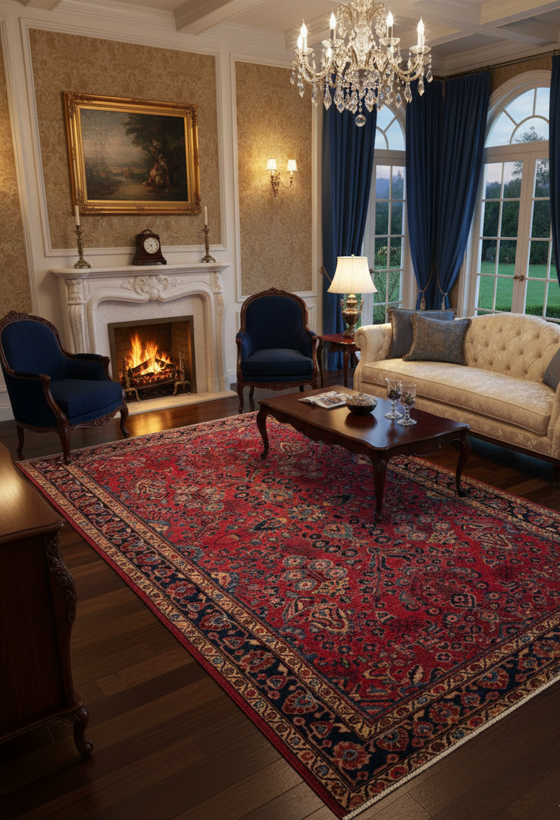 Timeless Beauty, Woven by Hand. Antique Persian Sarouk Rug, size 4' 4" x 6' 7"  (F)