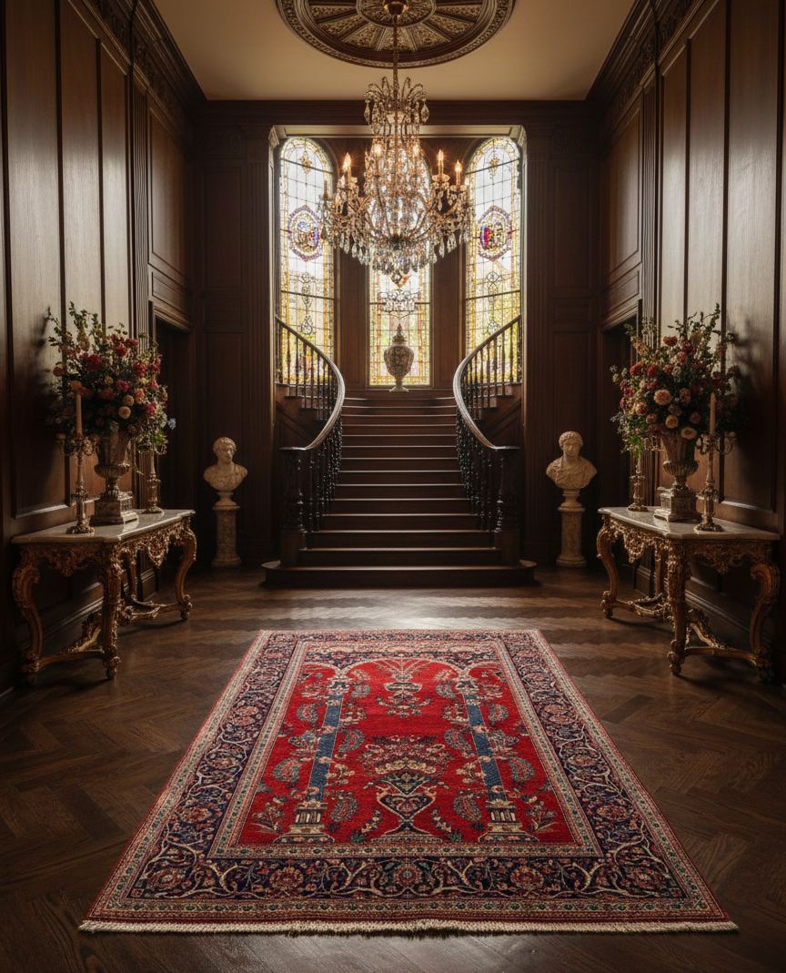 Timeless Beauty, Woven by Hand. Antique Persian Mahajaran Sarouk Rug, size 4' 4" x 6' 7"