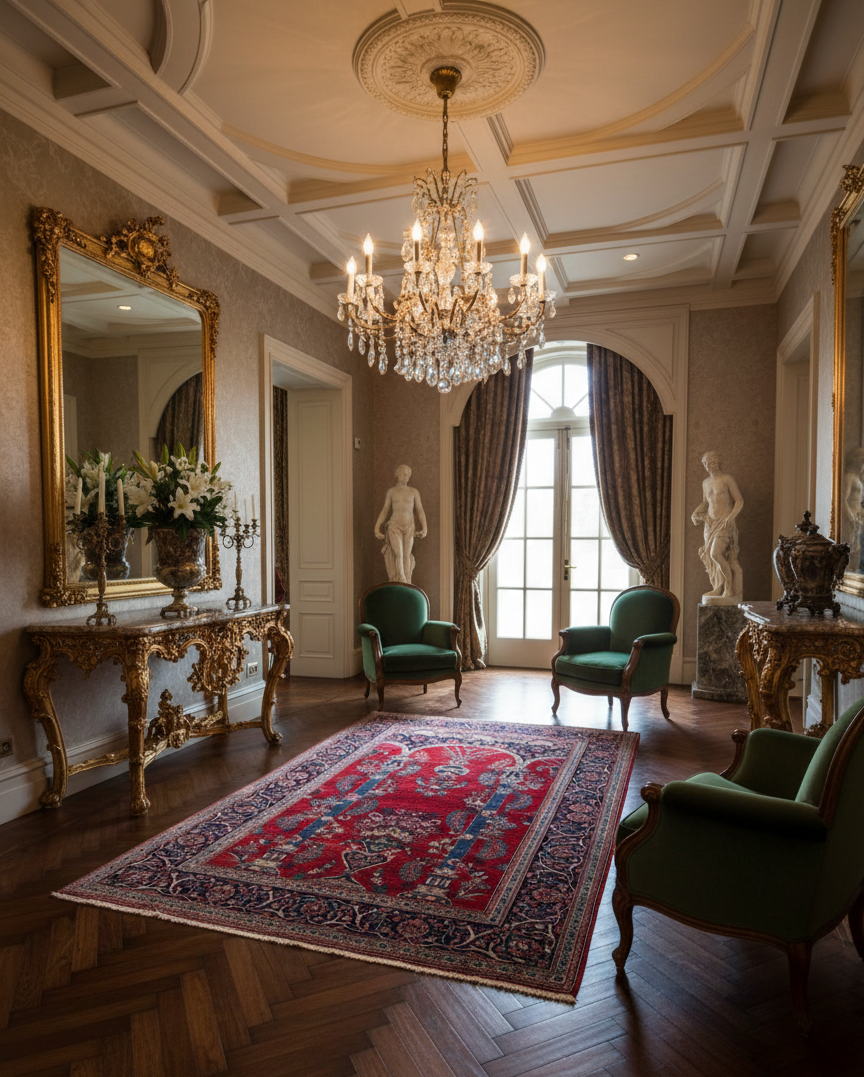 Timeless Beauty, Woven by Hand. Antique Persian Mahajaran Sarouk Rug, size 4' 4" x 6' 7"