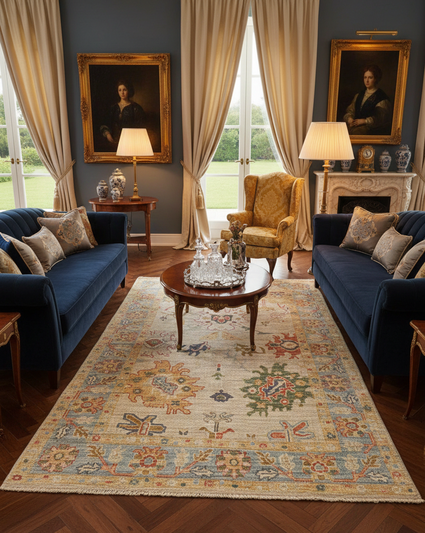 Hand-Knotted Sultanabad Vegetable-Dyed Wool Rug, 4" x 6"