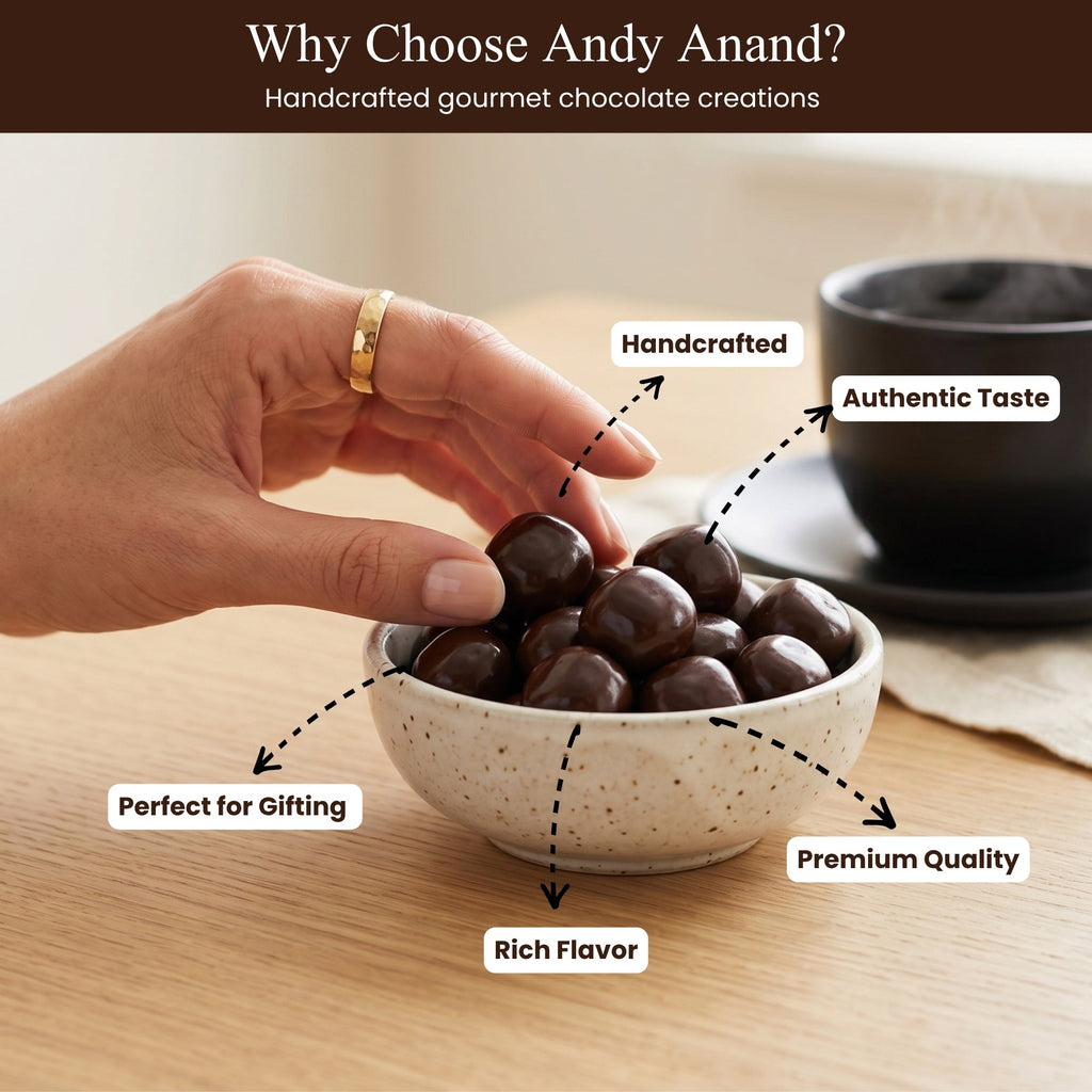 Andy Anand Dark Chocolate Covered California Ginger, 1 lb – No Artificial Additives, Luxurious Handcrafted Gourmet Birthday & Holiday Gift