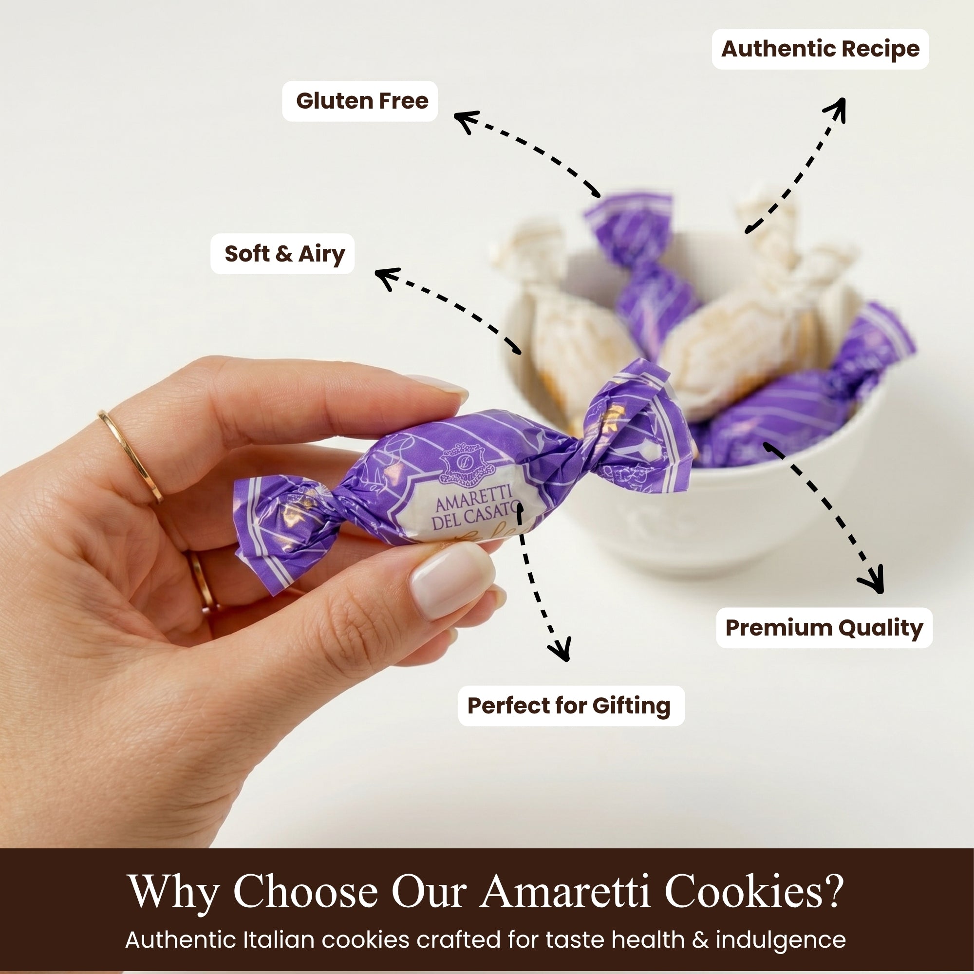 Andy Anand Sugar-Free Italian Amaretti Cookies, 20 pc, 4 Flavors – Gluten-Free, Diabetic-Friendly, Authentic Recipe, Birthday & Holiday Gift