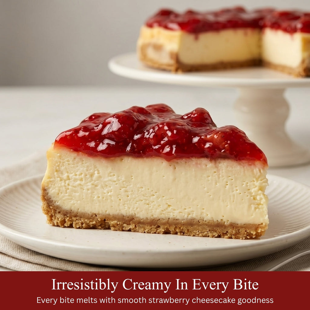 Andy Anand Fresh Strawberry Cheesecake, 9-Inch, 3.4 lb – Handcrafted with Real California Cream Cheese, No Preservatives, Birthday Gift Box