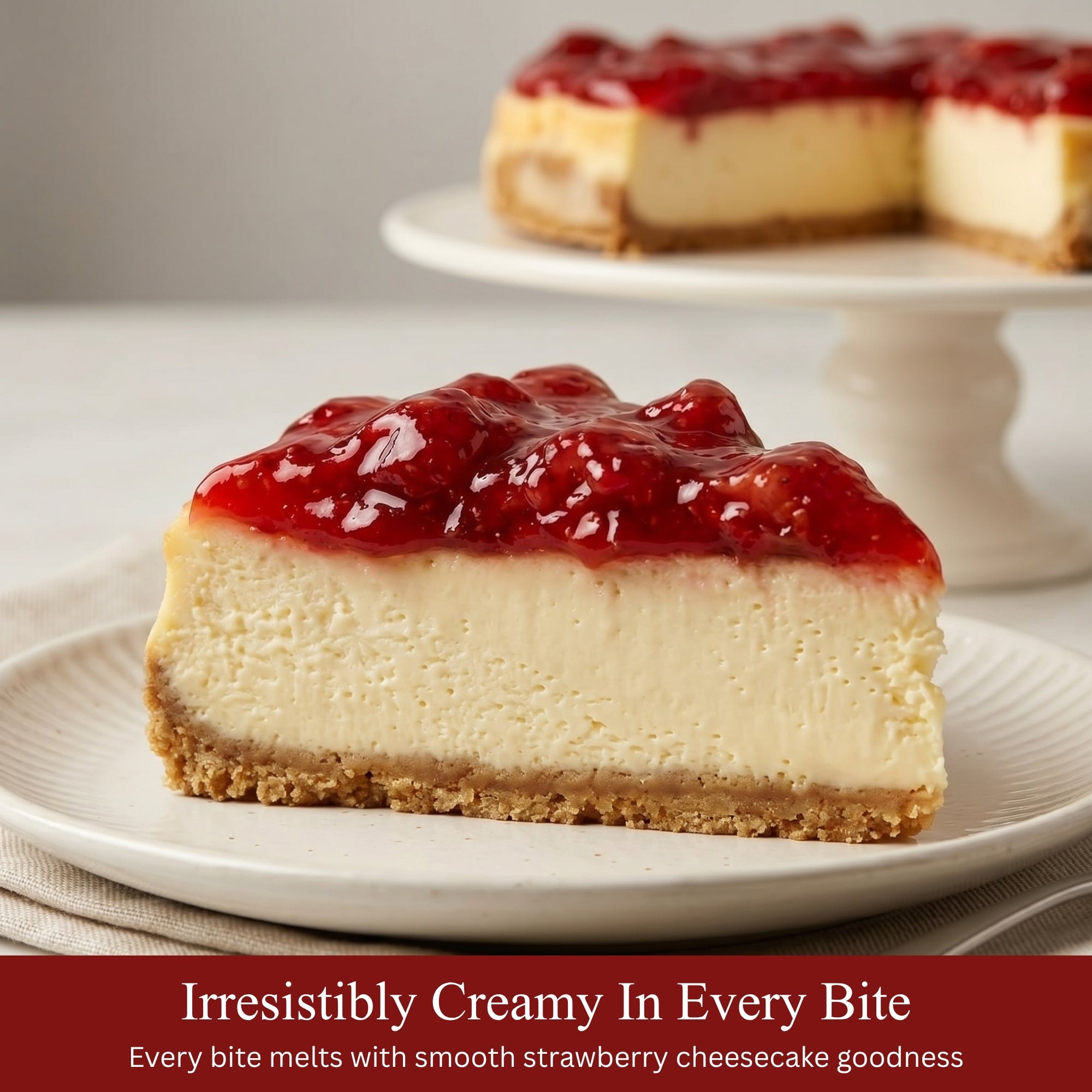 Andy Anand Fresh Strawberry Cheesecake, 9-Inch, 3.4 lb – Handcrafted with Real California Cream Cheese, No Preservatives, Birthday Gift Box