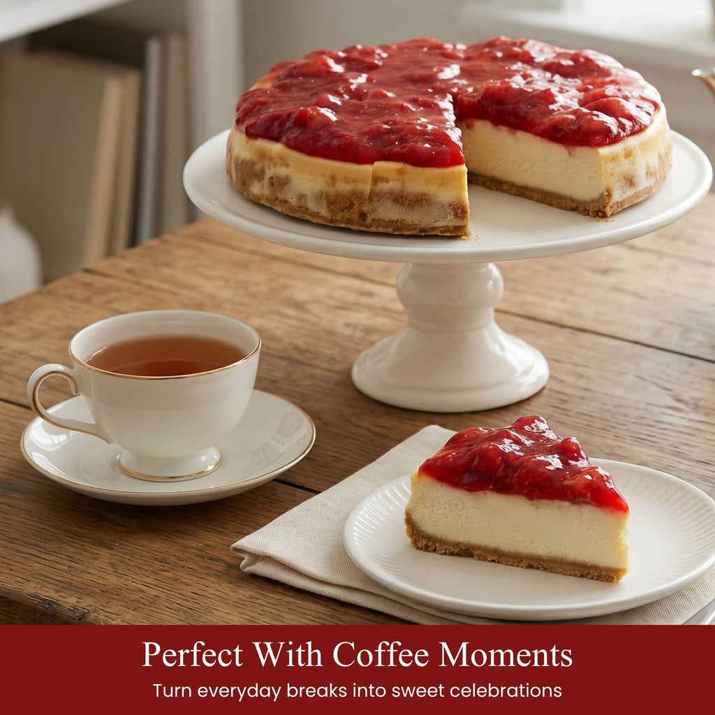Andy Anand Fresh Strawberry Cheesecake, 9-Inch, 3.4 lb – Handcrafted with Real California Cream Cheese, No Preservatives, Birthday Gift Box