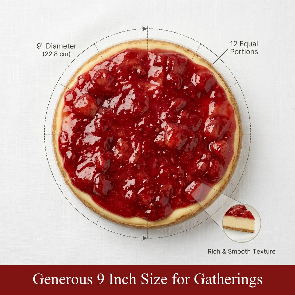 Andy Anand Sugar-Free Strawberry Cheesecake, 9-Inch, 2.6 lb – Diabetic-Friendly, California Cream Cheese, No Preservatives, Birthday Gift