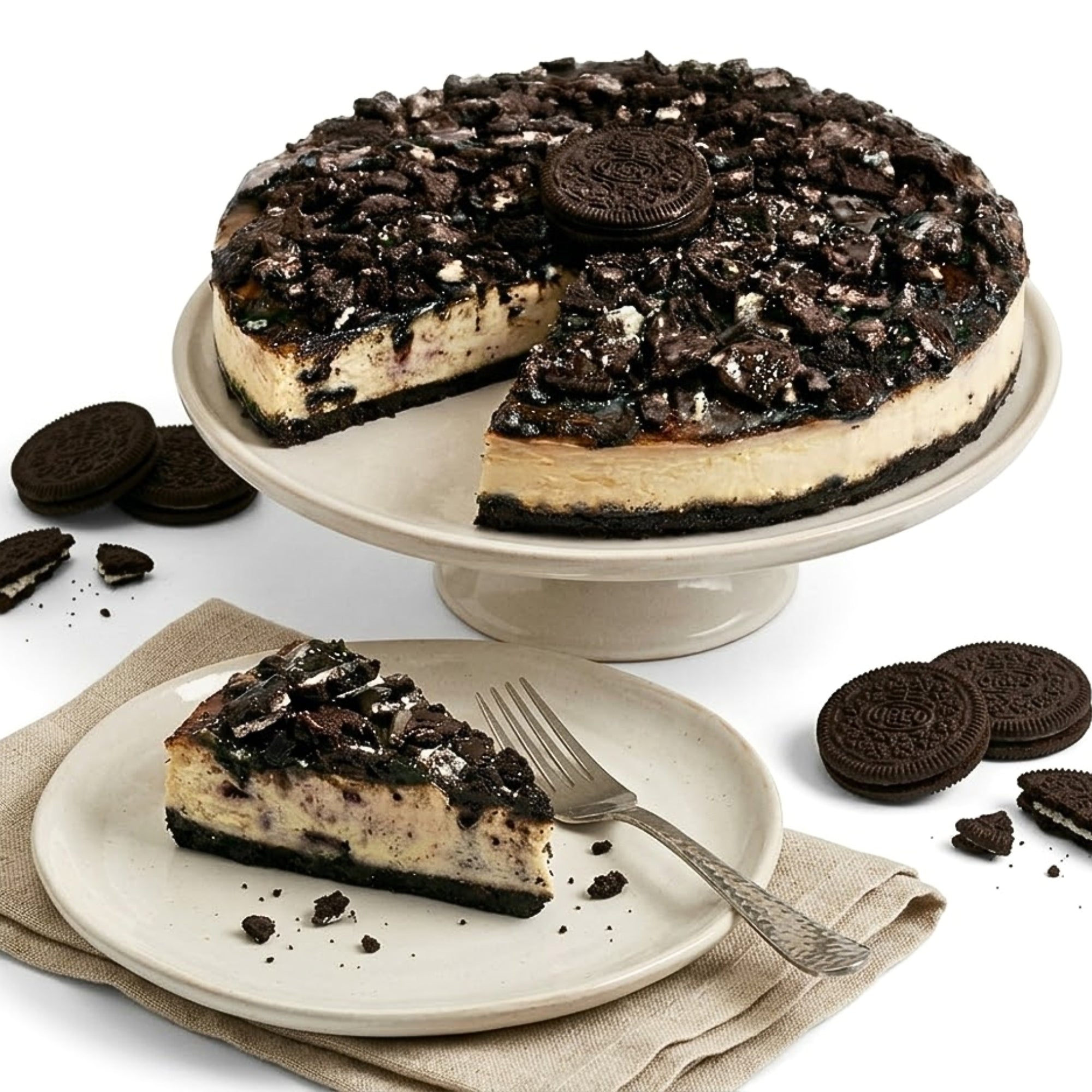Andy Anand Sugar-Free Cookies & Cream Cheesecake, 9-Inch, 2 lb – Diabetic-Friendly, California Cream Cheese, No Preservatives Gift Box