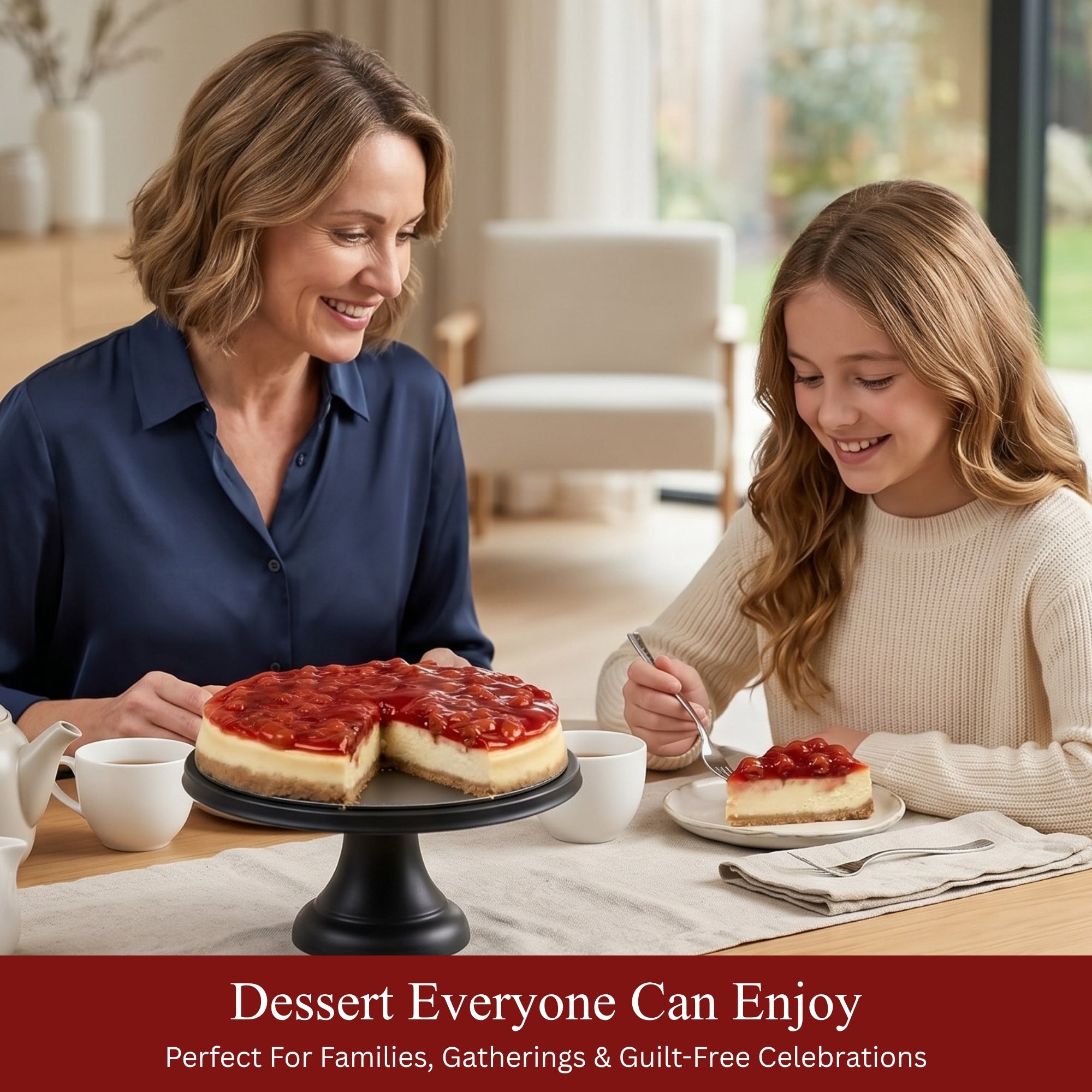 Andy Anand Sugar-Free Cherry Cheesecake, 9-Inch, 3.4 lb – Diabetic-Friendly, Freshly Baked, California Cream Cheese, All-Natural Gift Box