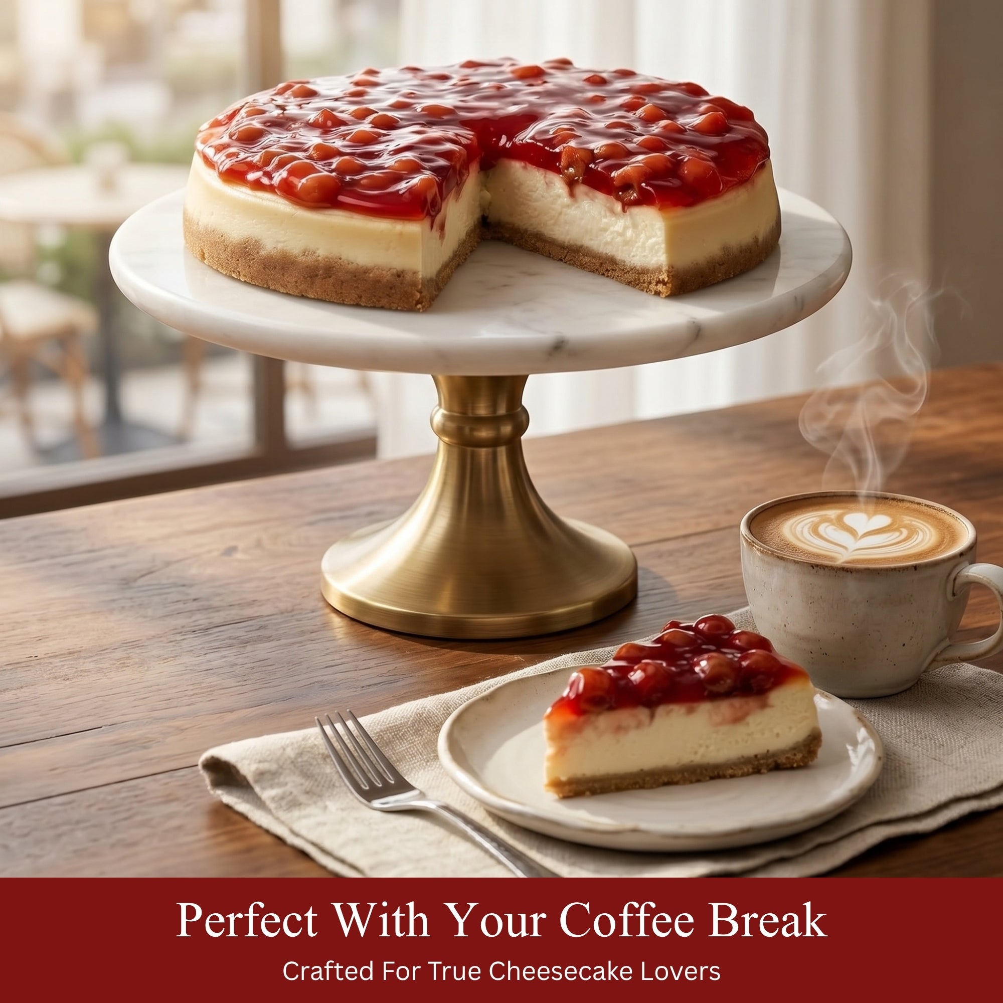 Andy Anand Sugar-Free Cherry Cheesecake, 9-Inch, 3.4 lb – Diabetic-Friendly, Freshly Baked, California Cream Cheese, All-Natural Gift Box