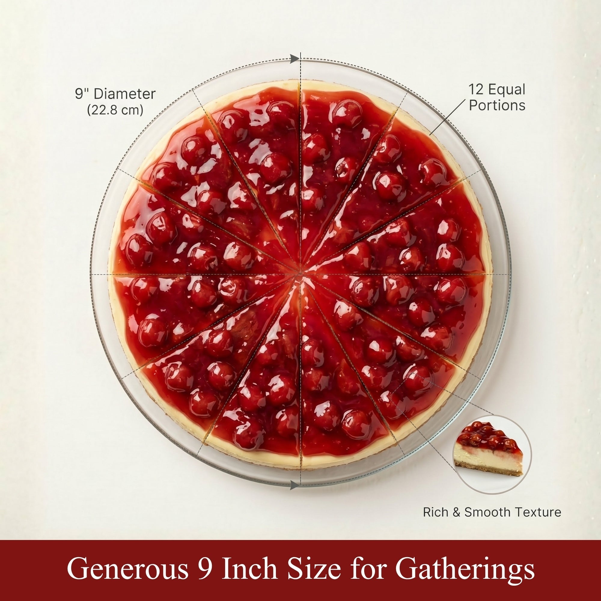 Andy Anand Traditional Cherry Cheesecake, 9-Inch, 3.4 lb – Authentic Recipe, California Cream Cheese, All-Natural, No Preservatives Gift Box