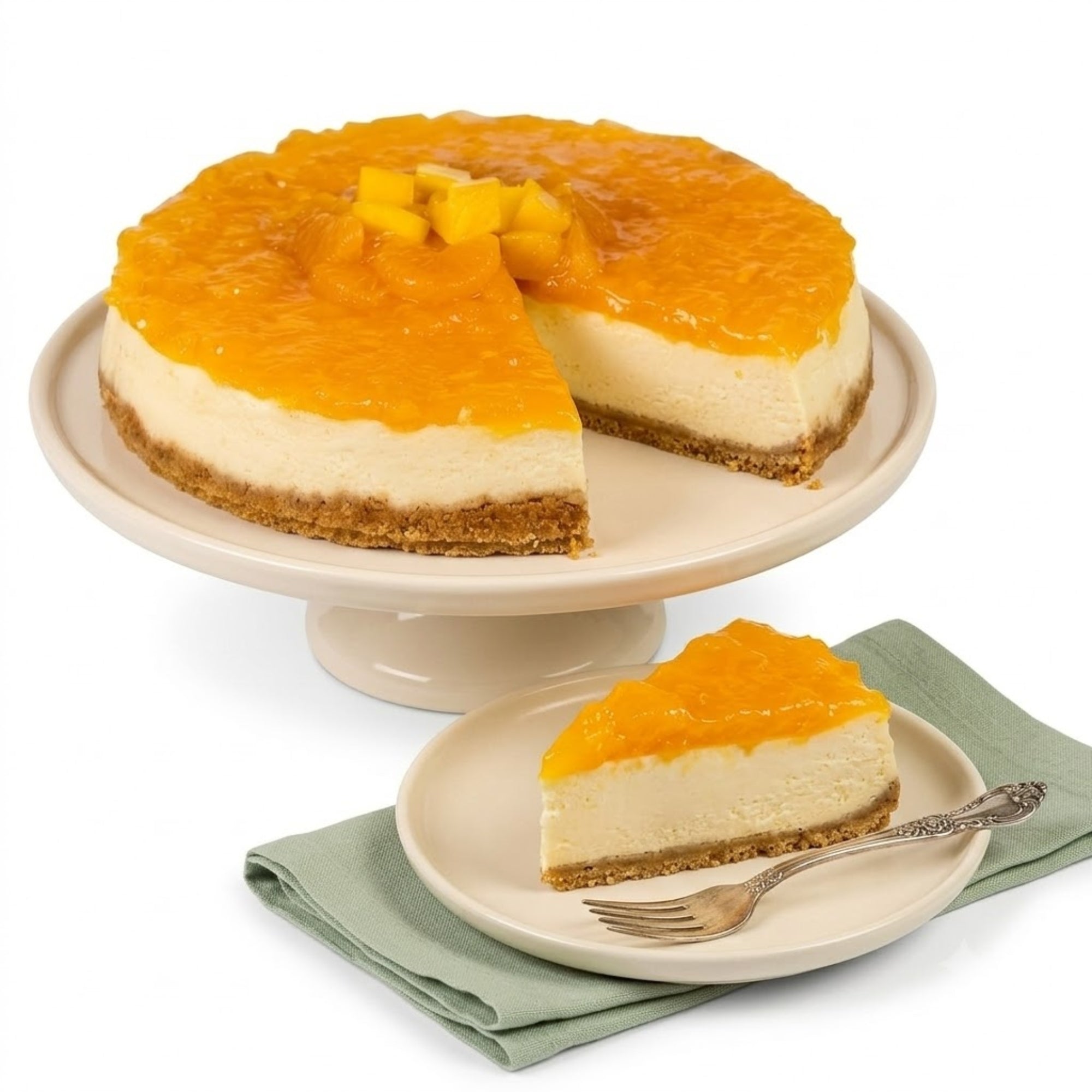 Andy Anand Tropical Fruit Cheesecake, 9-Inch, 2 lb – Pineapple, Pears & Peach Glaze, NY-Style, Real California Cream Cheese Gift Box