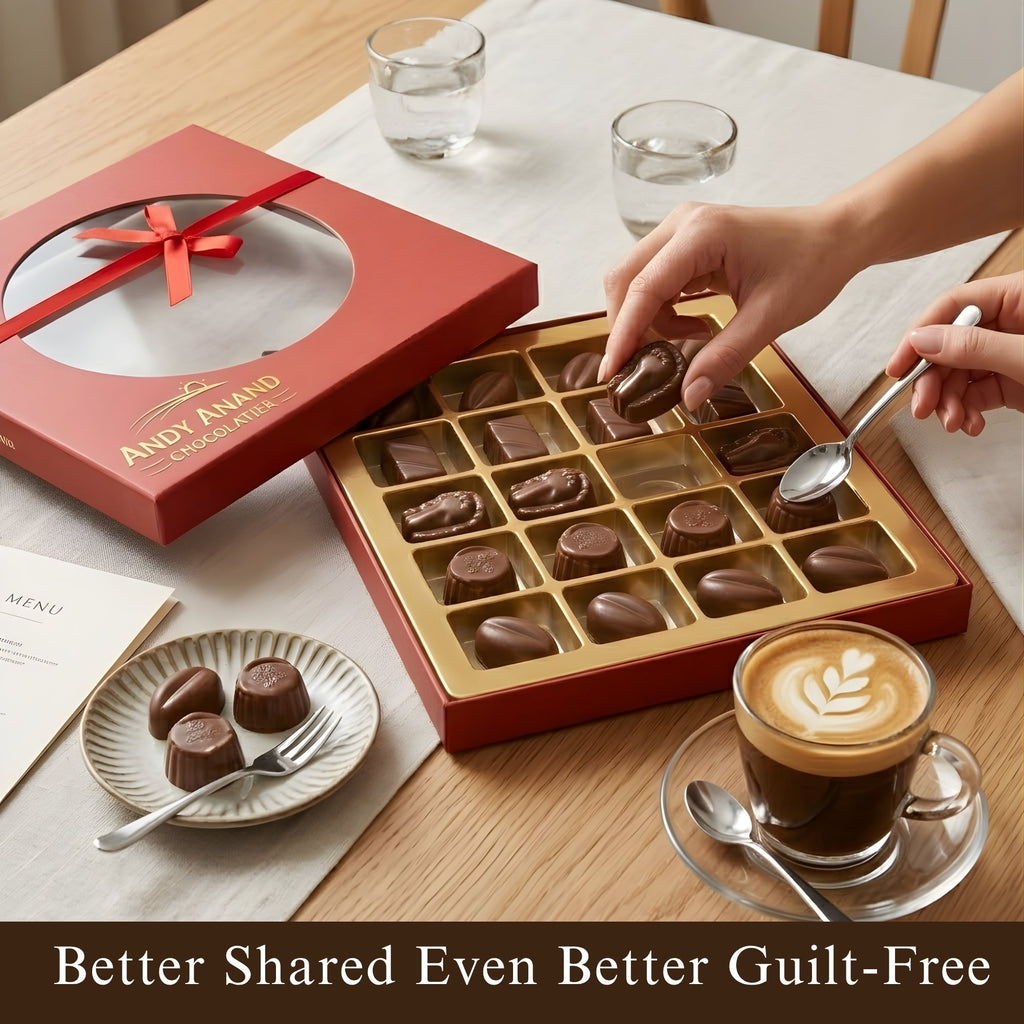Andy Anand Sugar-Free Vegan Belgian Dark Chocolate Truffles Gift Box, 25 pc – Handmade Gourmet Assorted Flavors, Perfect for Indulgence, Birthday & Holiday