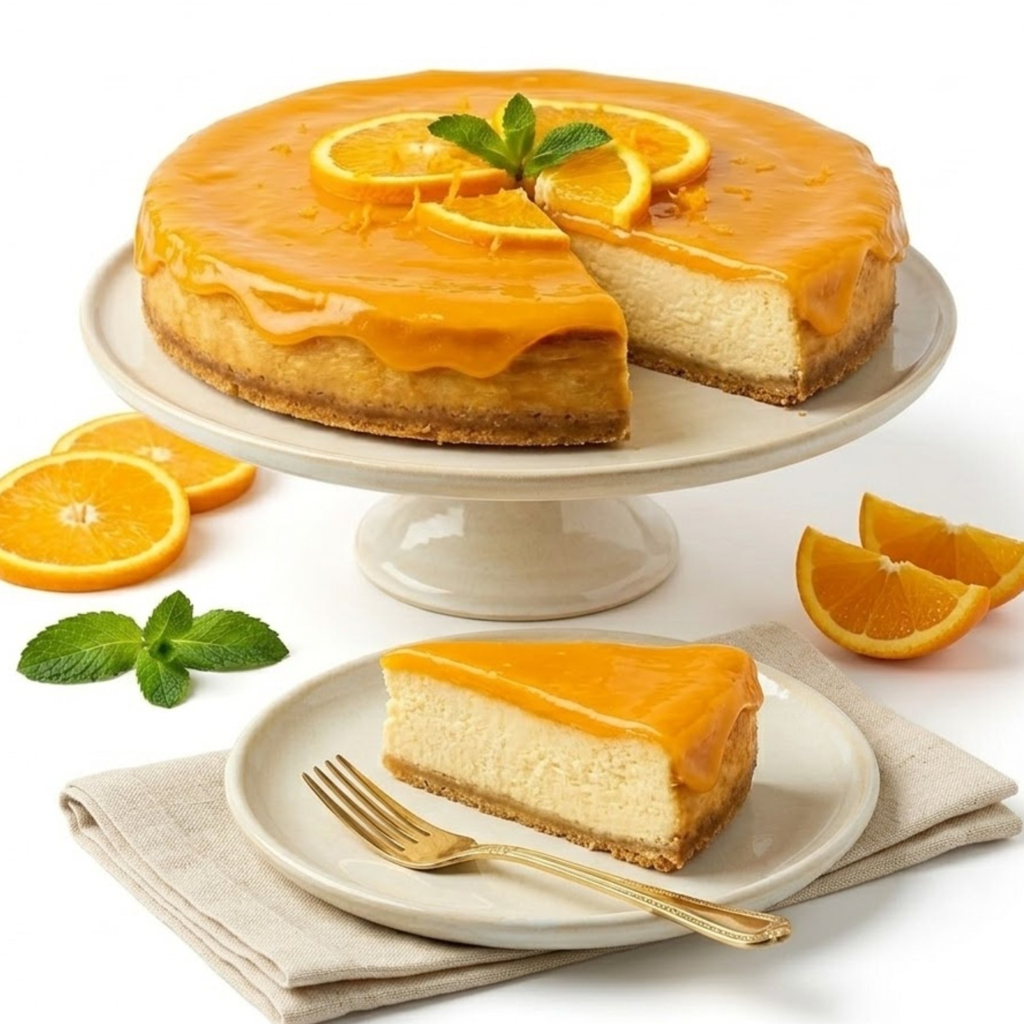 Andy Anand Gluten-Free Orange Cheesecake, 9-Inch, 2 lb – Freshly Baked, Real California Cream Cheese, No Preservatives, Birthday Gift Box
