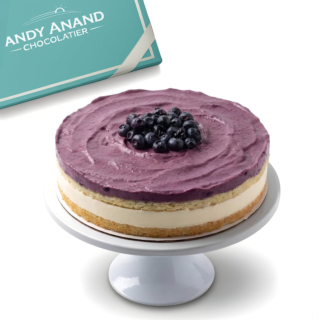 Andy Anand Sugar-Free Blueberry Lemon Mousse Cake, 2.6 lb – Keto & Diabetic-Friendly, Tangy Lemon Ganache, No Preservatives, Birthday Gift