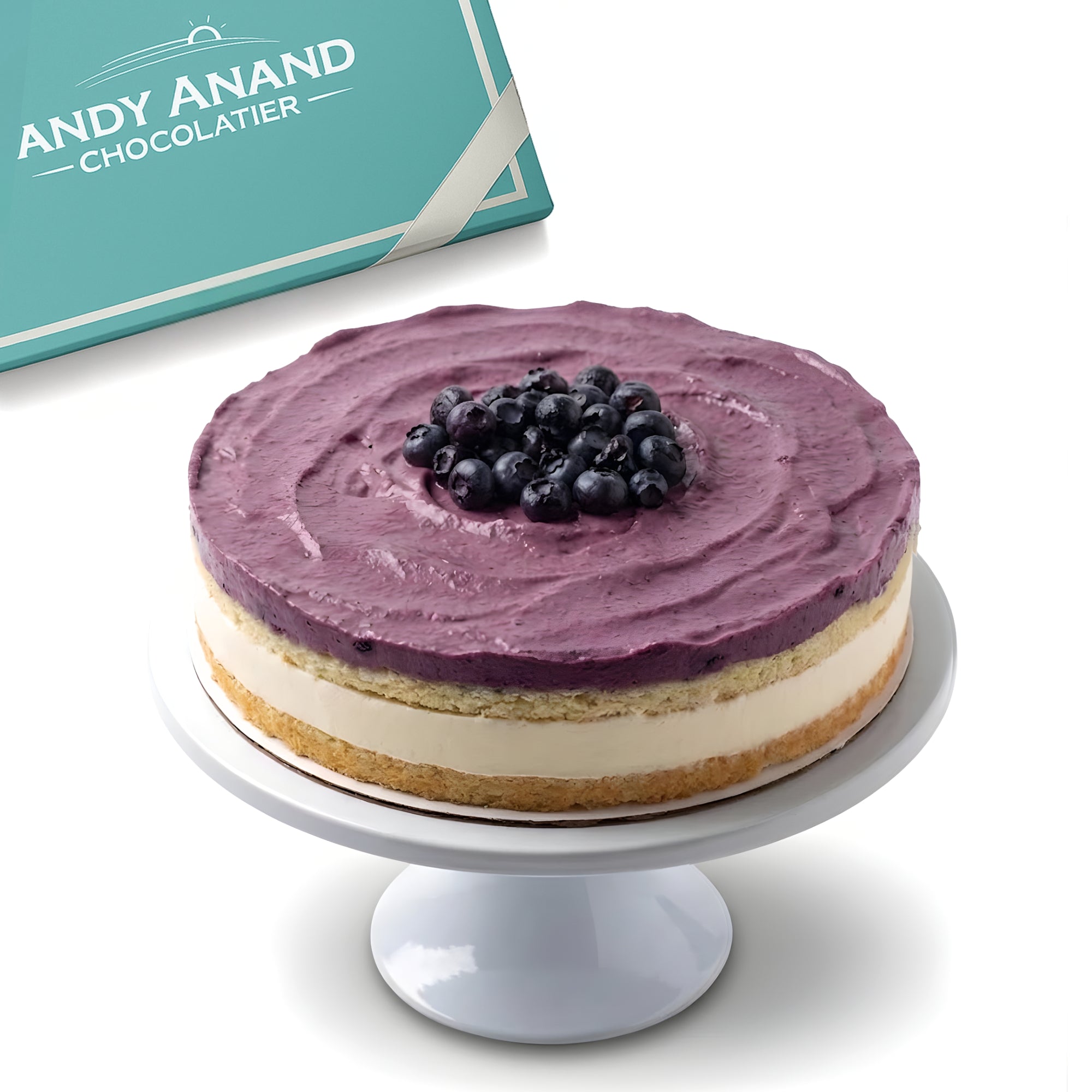 Andy Anand Sugar-Free Blueberry Lemon Mousse Cake, 2.6 lb – Keto & Diabetic-Friendly, Tangy Lemon Ganache, No Preservatives, Birthday Gift