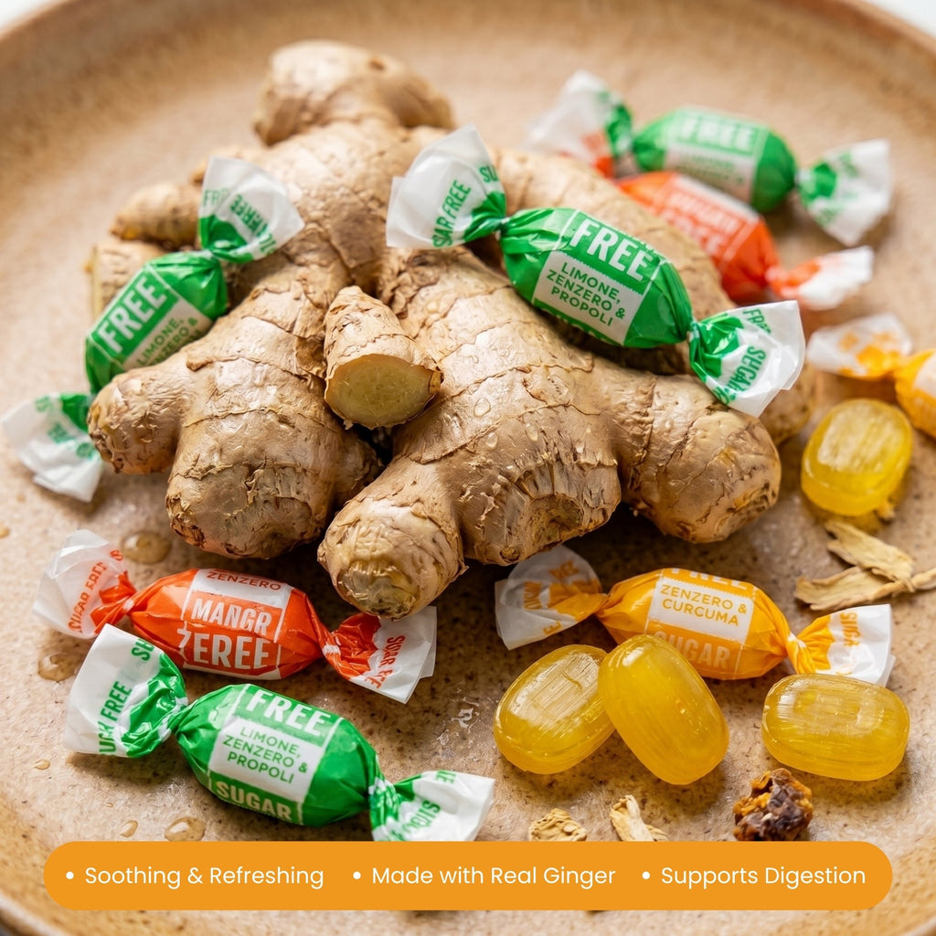 Andy Anand Sugar-Free Italian Ginger Candy, 55 pc, 7 oz – Orange, Mango & Lemon Flavors, Made in Italy, Keto & Diabetic-Friendly Gift Box