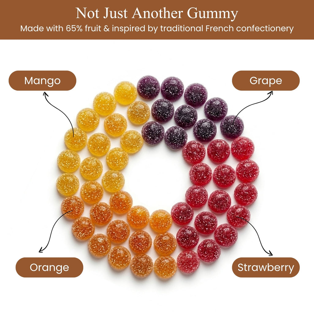 Andy Anand French Pates de Fruits Fruit Jellies, 65% Fruit, 24 pc – Imported French Candy Confection, Natural Fruit Flavors, Gourmet Birthday & Holiday Gift