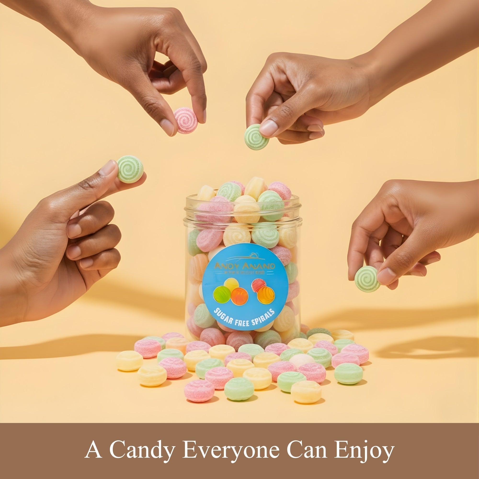 Andy Anand Sugar-Free Spiral Hard Candy, 110 pc, 7 oz – 5 Assorted Flavors, Made in Spain, Stevia Sweetened, Keto & Diabetic-Friendly Gift