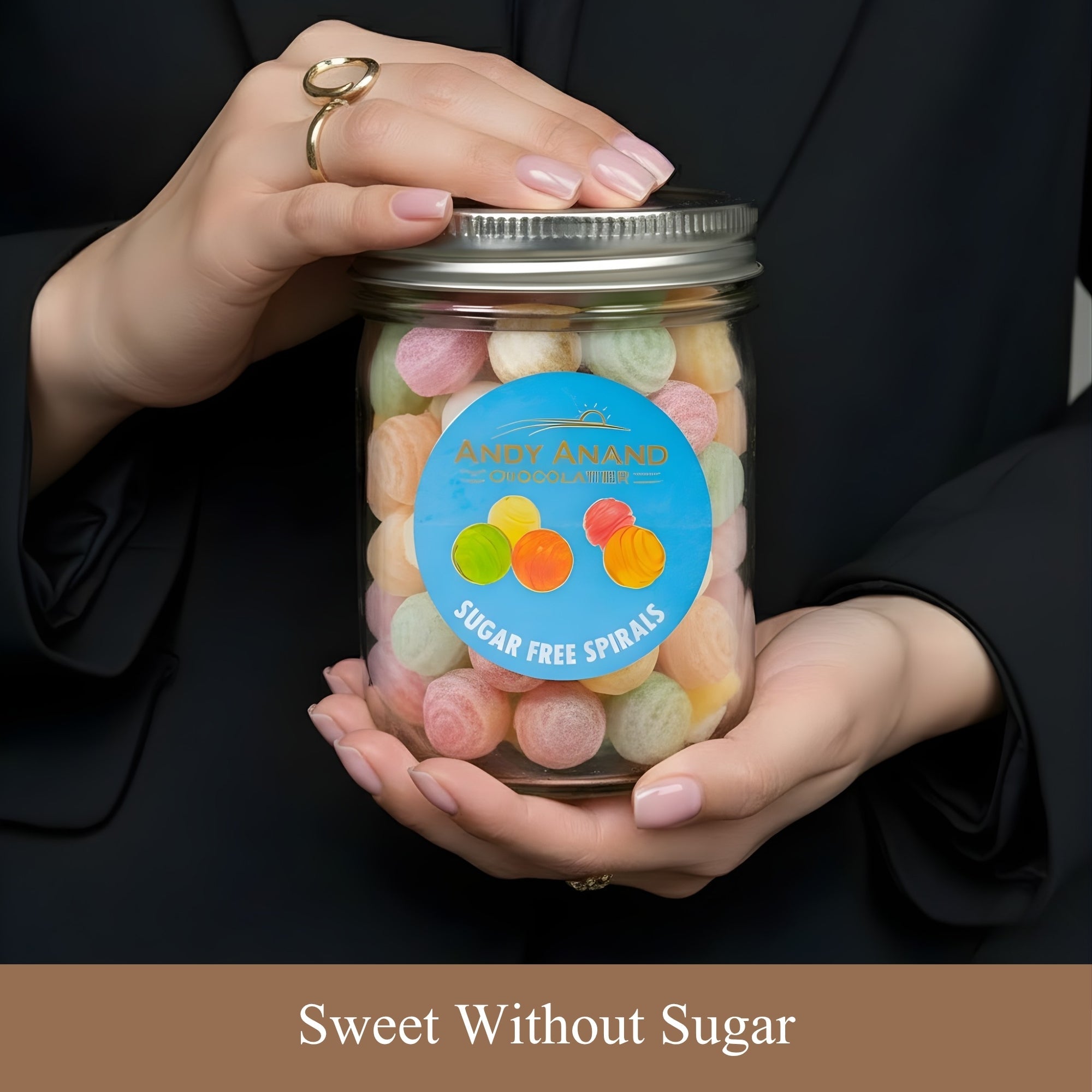 Andy Anand Sugar-Free Spiral Hard Candy, 110 pc, 7 oz – 5 Assorted Flavors, Made in Spain, Stevia Sweetened, Keto & Diabetic-Friendly Gift