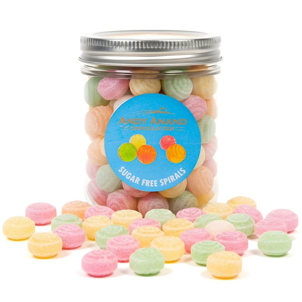 Andy Anand Sugar-Free Spiral Hard Candy, 110 pc, 7 oz – 5 Assorted Flavors, Made in Spain, Stevia Sweetened, Keto & Diabetic-Friendly Gift