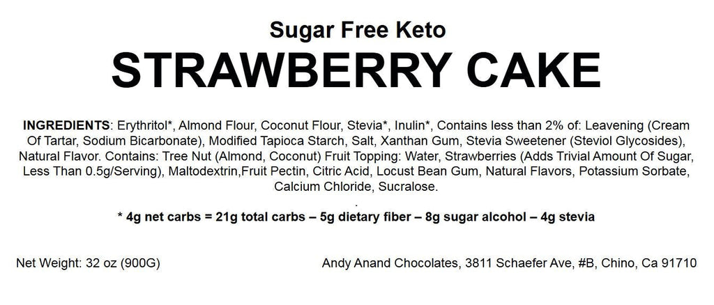Andy Anand Sugar-Free Keto Chocolate Strawberry Layer Cake, 9-Inch, 2 lb – Diabetic-Friendly, Low-Carb, Birthday & Celebration Gift Box
