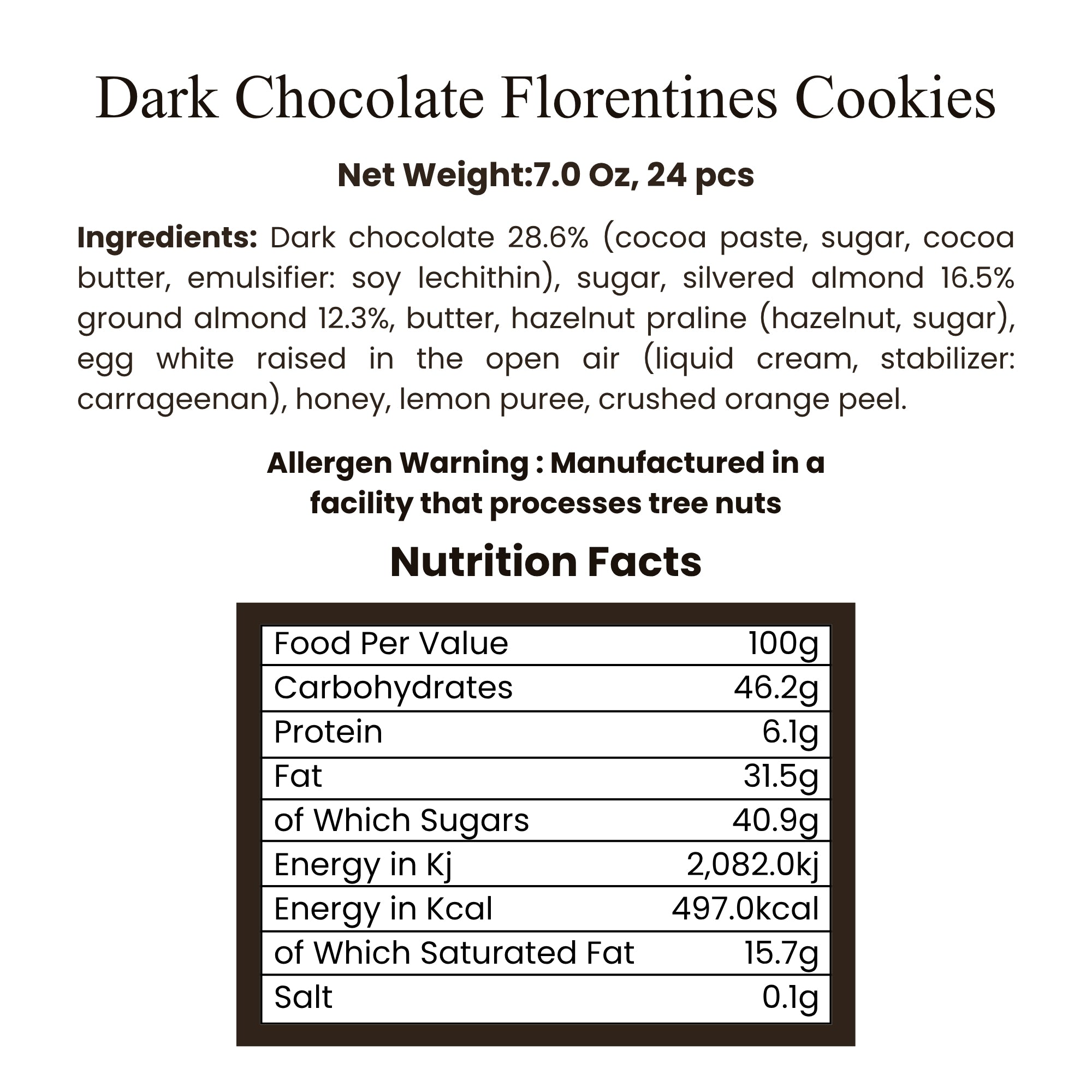 Andy Anand Dark Chocolate Florentine Biscuit Cookies, Orange & Almond, 24 pc – Imported from France, Gourmet Birthday & Holiday Gift Box