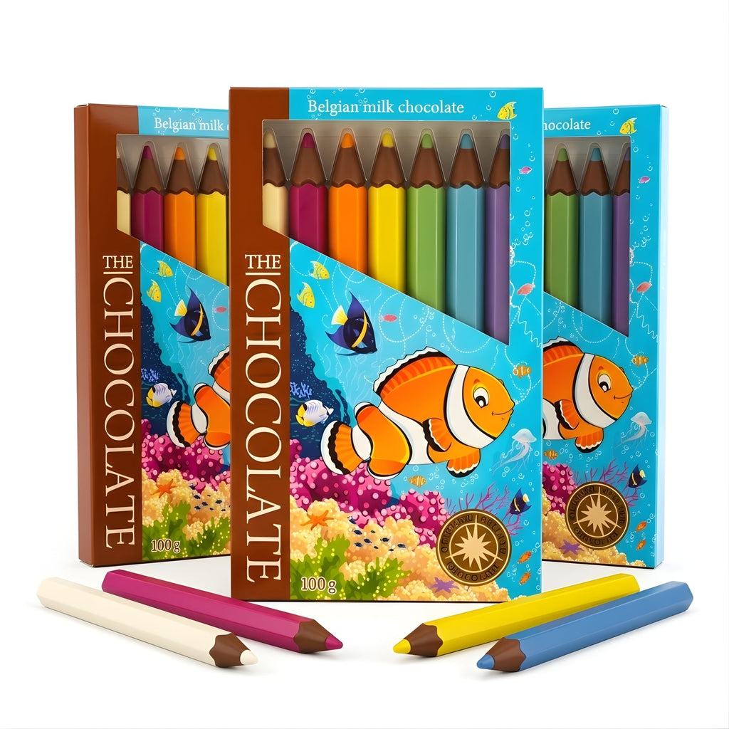 Andy Anand Milk Chocolate Crayon Boxes, 3-Pack, 21 pc – Fun Kids Chocolate Gift, 60% Cocoa Butter, Birthday, Easter & Holiday Gift Box