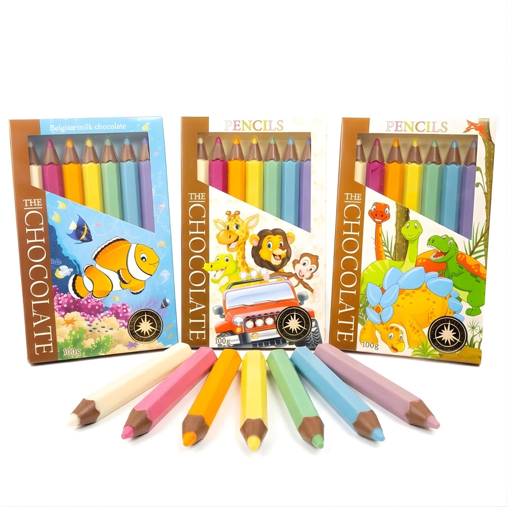 Andy Anand Milk Chocolate Crayon Boxes, 3-Pack, 21 pc – Fun Kids Chocolate Gift, 60% Cocoa Butter, Birthday, Easter & Holiday Gift Box