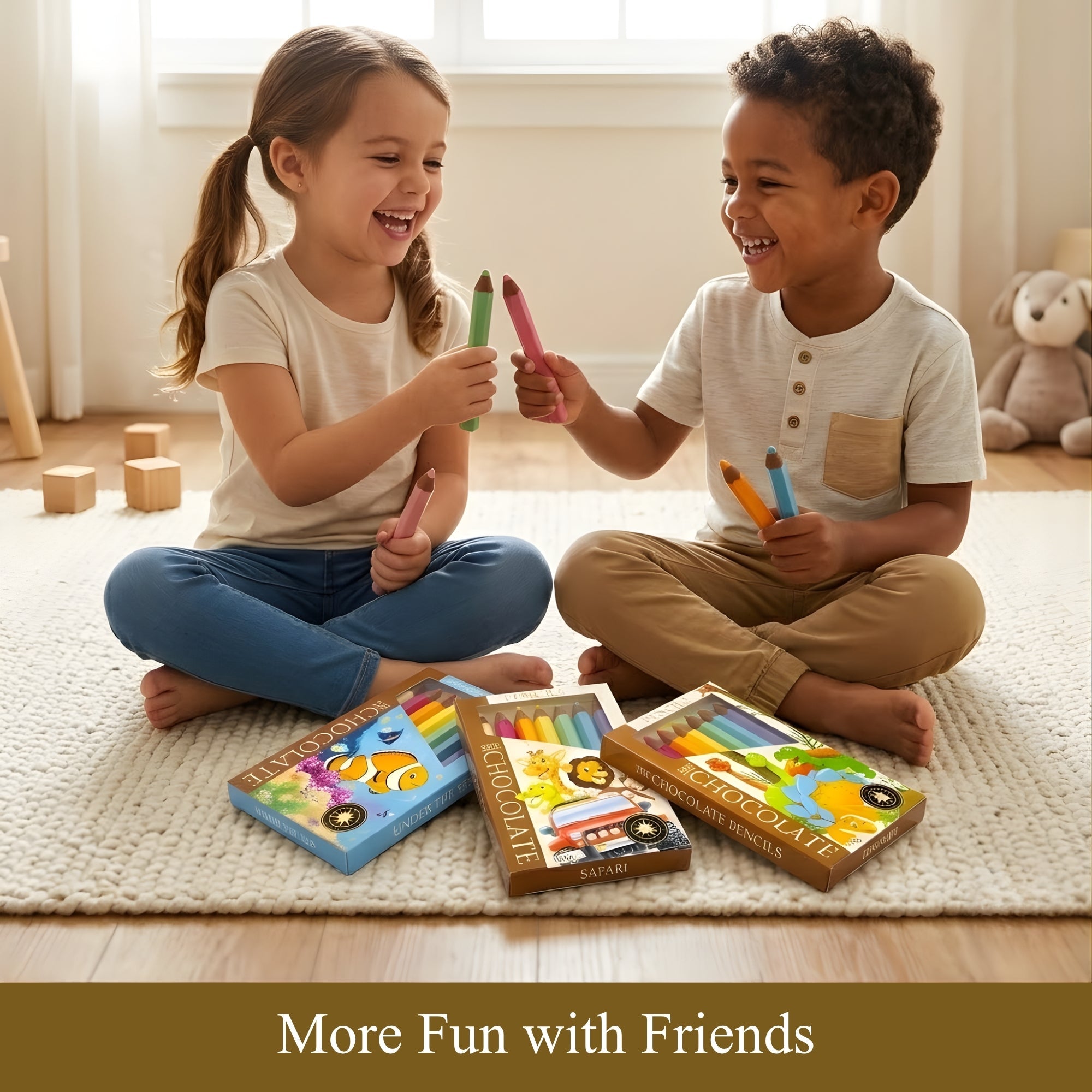 Andy Anand Milk Chocolate Crayon Boxes, 3-Pack, 21 pc – Fun Kids Chocolate Gift, 60% Cocoa Butter, Birthday, Easter & Holiday Gift Box