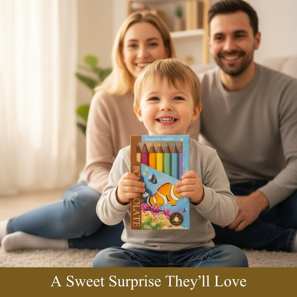 Andy Anand Milk Chocolate Crayon Boxes, 3-Pack, 21 pc – Fun Kids Chocolate Gift, 60% Cocoa Butter, Birthday, Easter & Holiday Gift Box
