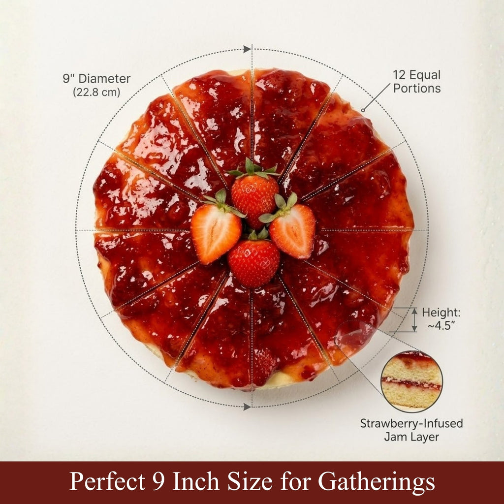 Andy Anand Traditional Strawberry Cake, 9-Inch, 2 lb – Freshly Baked, Real Strawberries, No Preservatives, Birthday & Celebration Gift Box