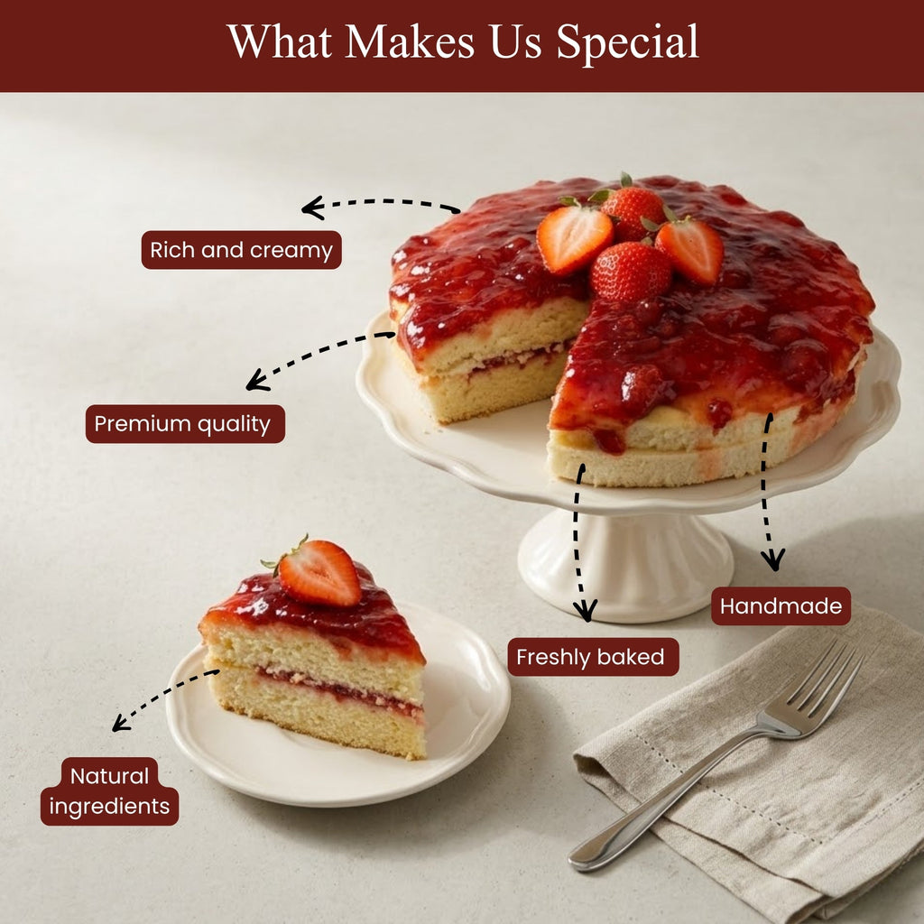 Andy Anand Sugar-Free Strawberry Cake, 9-Inch, 2 lb – Gourmet, Freshly Baked, All-Natural, No Preservatives, Diabetic-Friendly Birthday Gift