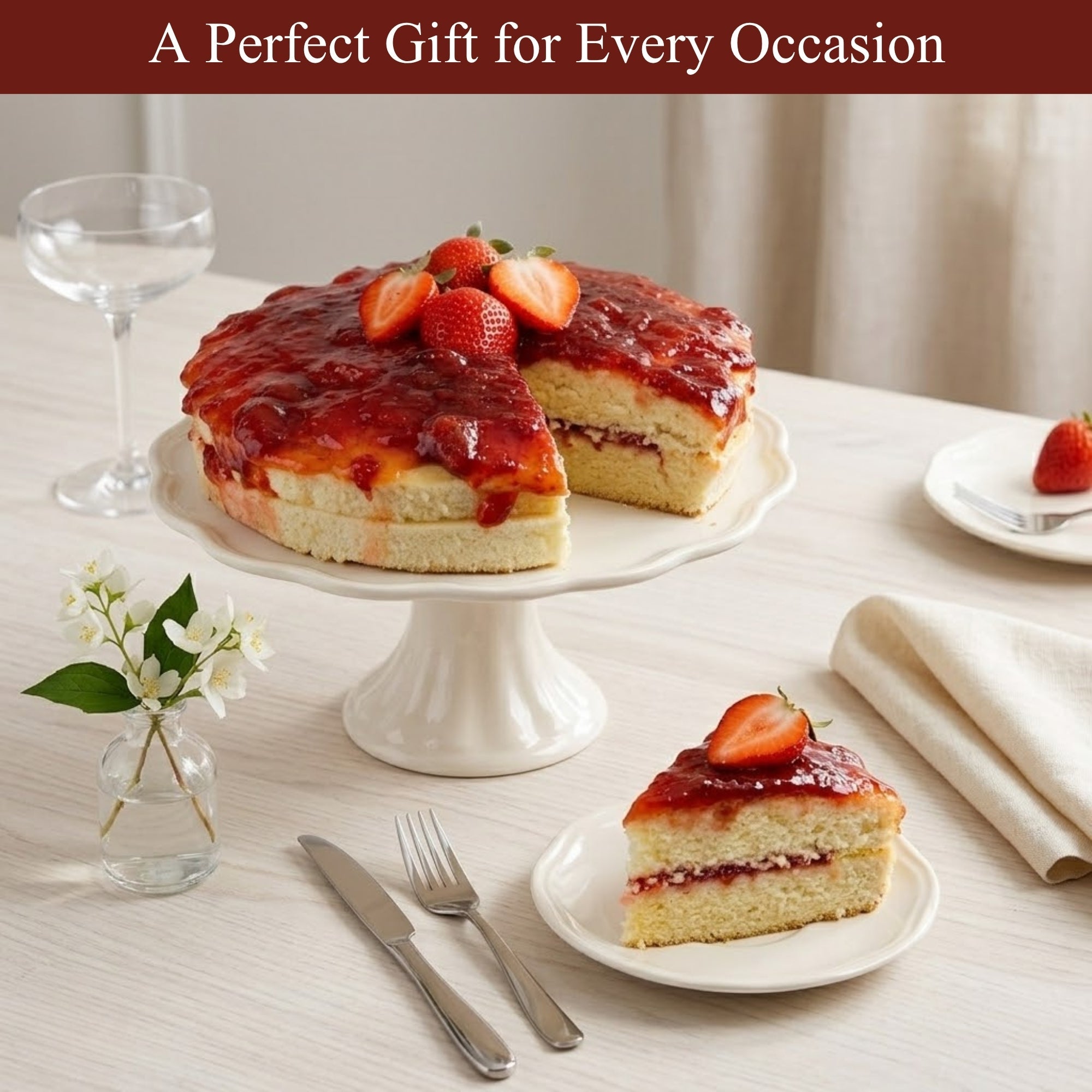 Andy Anand Traditional Strawberry Cake, 9-Inch, 2 lb – Freshly Baked, Real Strawberries, No Preservatives, Birthday & Celebration Gift Box
