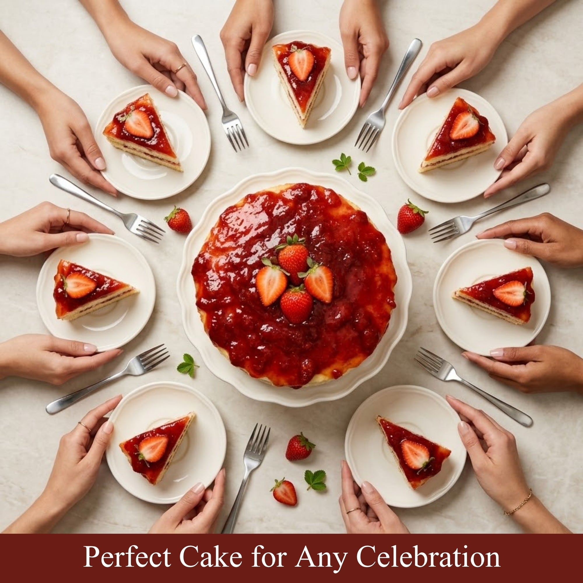 Andy Anand Sugar-Free Strawberry Cake, 9-Inch, 2 lb – Gourmet, Freshly Baked, All-Natural, No Preservatives, Diabetic-Friendly Birthday Gift