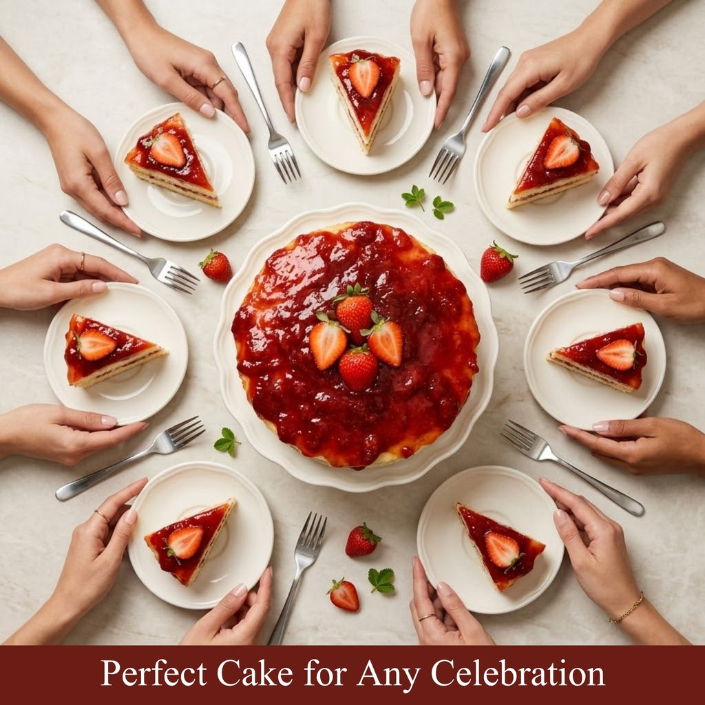 Andy Anand Traditional Strawberry Cake, 9-Inch, 2 lb – Freshly Baked, Real Strawberries, No Preservatives, Birthday & Celebration Gift Box