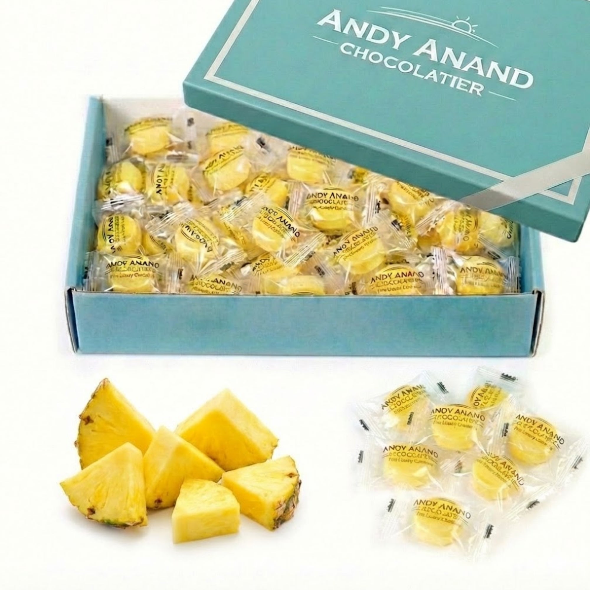 Andy Anand Sugar-Free Pineapple Hard Candy, 7 oz – European Imported, Stevia Sweetened, Keto & Diabetic-Friendly Gourmet Snack Gift Box