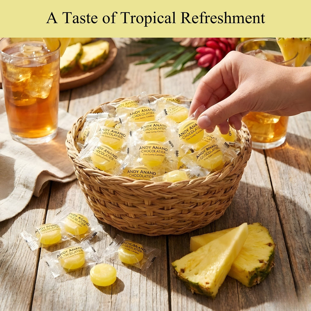 Andy Anand Sugar-Free Pineapple Hard Candy, 7 oz – European Imported, Stevia Sweetened, Keto & Diabetic-Friendly Gourmet Snack Gift Box