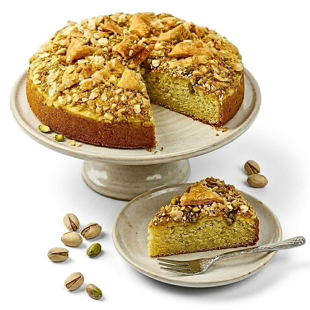 Andy Anand Baklava Pistachio Cake, 9-Inch, 2.8 lb – Turkish Baklava & California Pistachio Fusion, Freshly Baked, Birthday Gift Box
