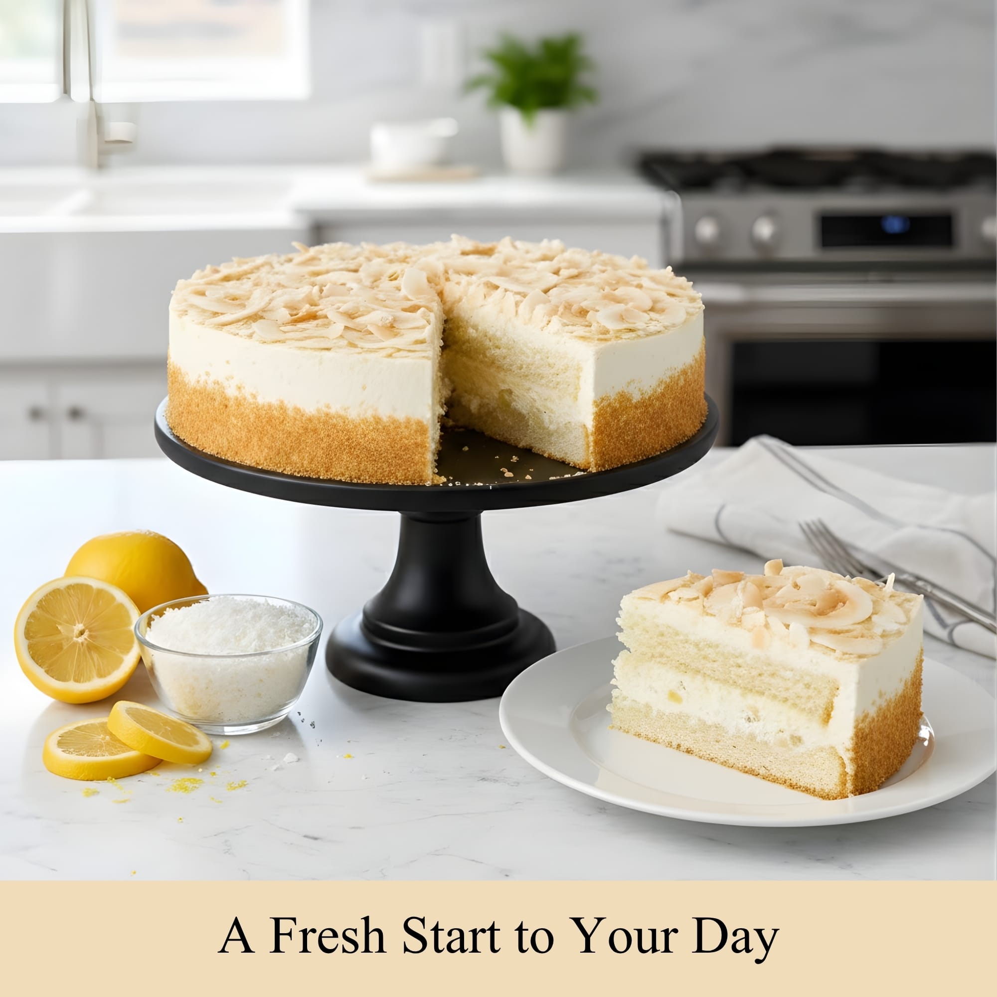 Andy Anand Sugar-Free Lemon Coconut Cheesecake, 9-Inch, 2.9 lb – Keto, Bright Citrus & Toasted Coconut, Diabetic-Friendly Birthday Gift