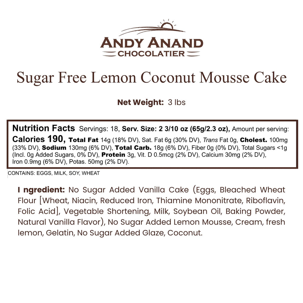 Andy Anand Sugar-Free Lemon Coconut Cheesecake, 9-Inch, 2.9 lb – Keto, Bright Citrus & Toasted Coconut, Diabetic-Friendly Birthday Gift