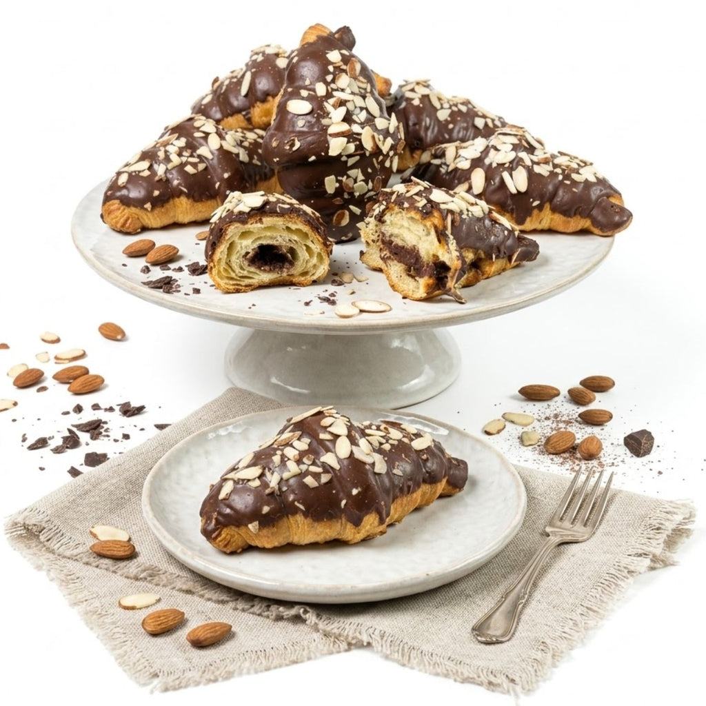 Andy Anand Sugar-Free Dark Chocolate Almond Croissant Cake, 10 pc, 2 lb – Keto & Diabetic-Friendly, Hand-Rolled, Birthday & Holiday Gift