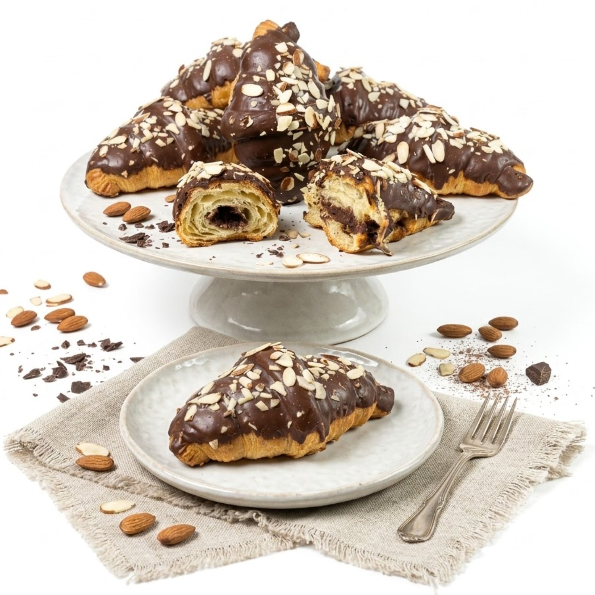 Andy Anand Sugar-Free Dark Chocolate Almond Croissant Cake, 10 pc, 2 lb – Keto & Diabetic-Friendly, Hand-Rolled, Birthday & Holiday Gift