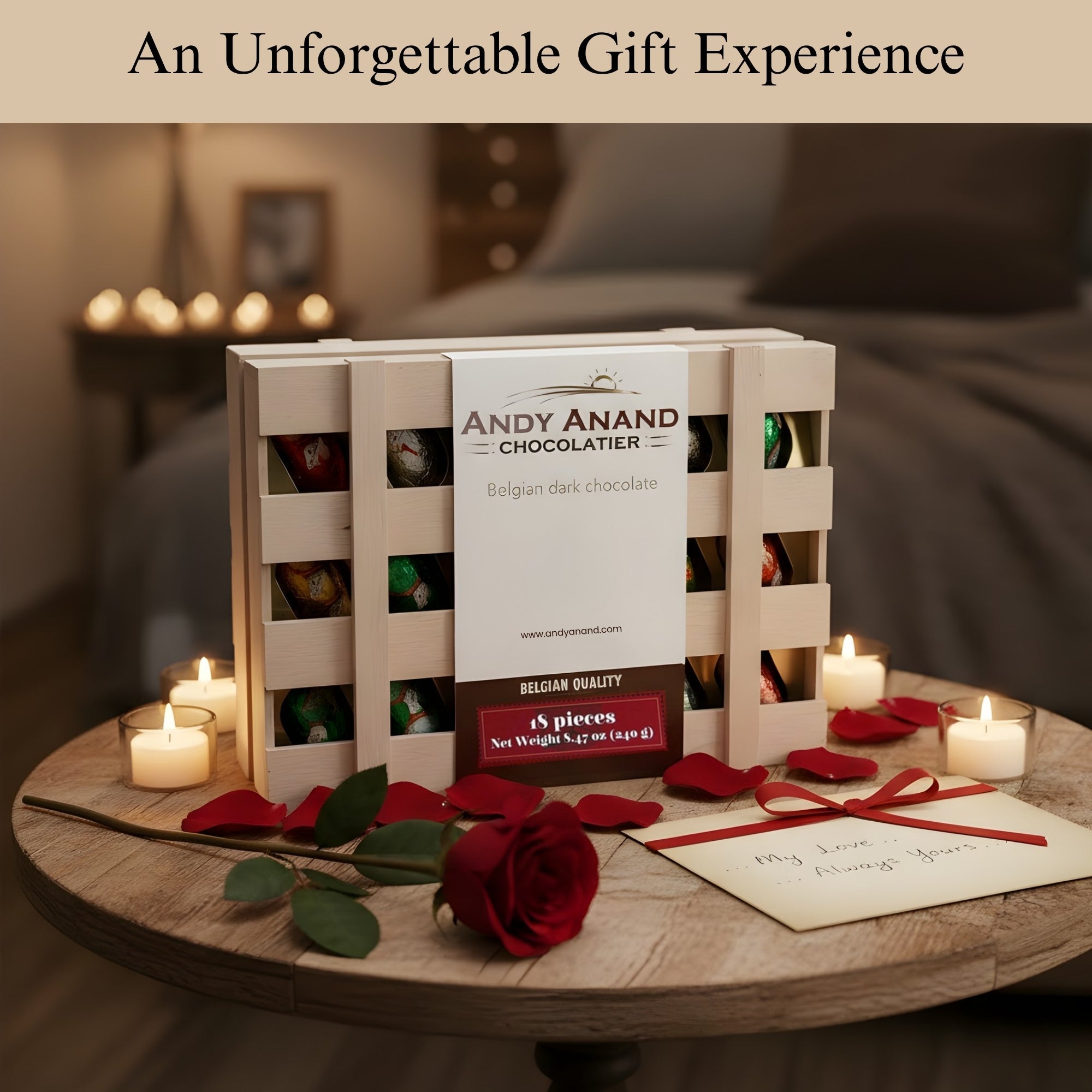 Andy Anand European Vegan Dark Chocolate Cocktail Bottles, 18 pc – Non-Alcoholic, Wooden Gift Box, 60% Cacao, Birthday & Holiday Gift