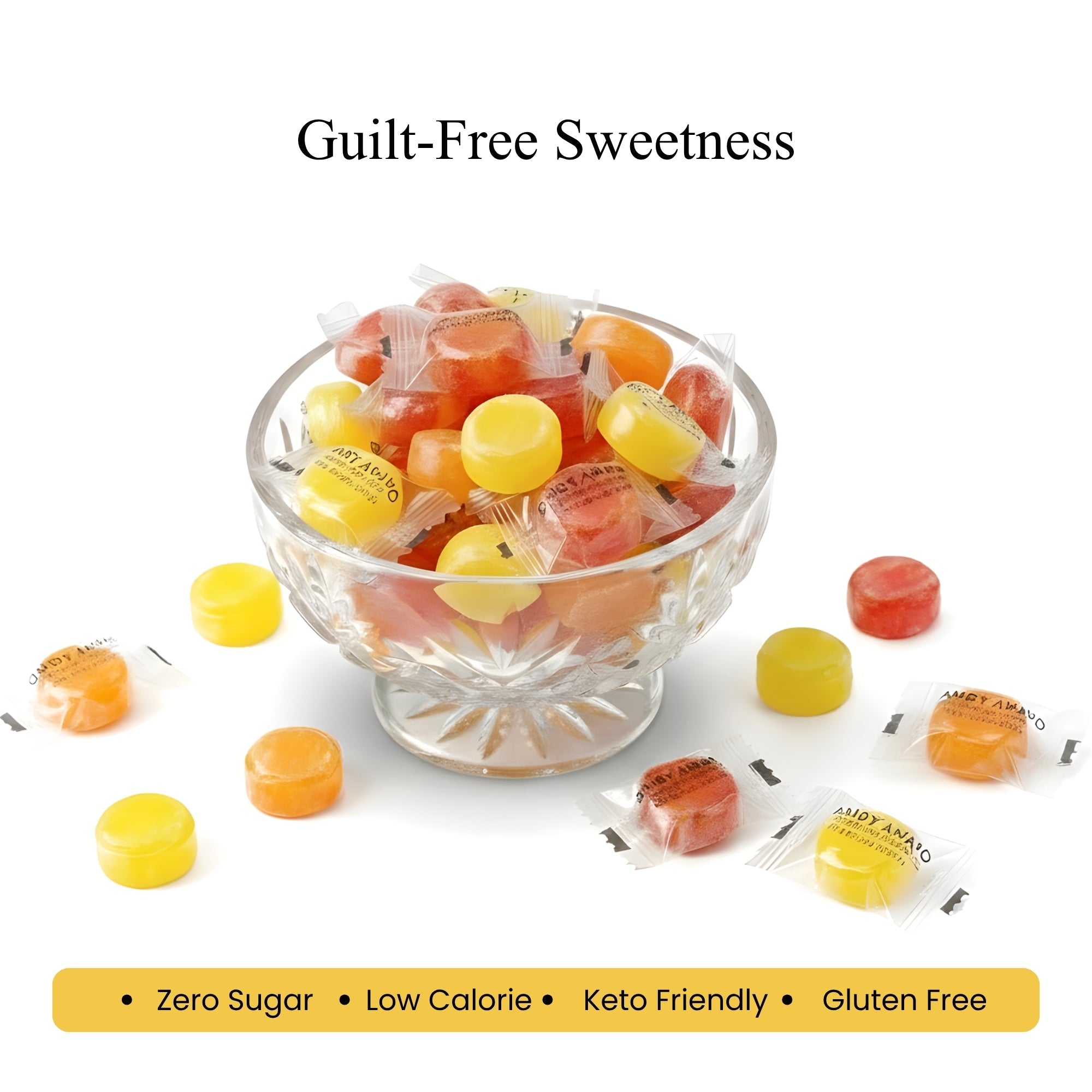 Andy Anand Sugar-Free Tropical Fruit Hard Candy with Vitamin C, 40 ct, 7 oz – Low-Calorie, Keto, Gluten-Free, Diabetic-Friendly Gift Box