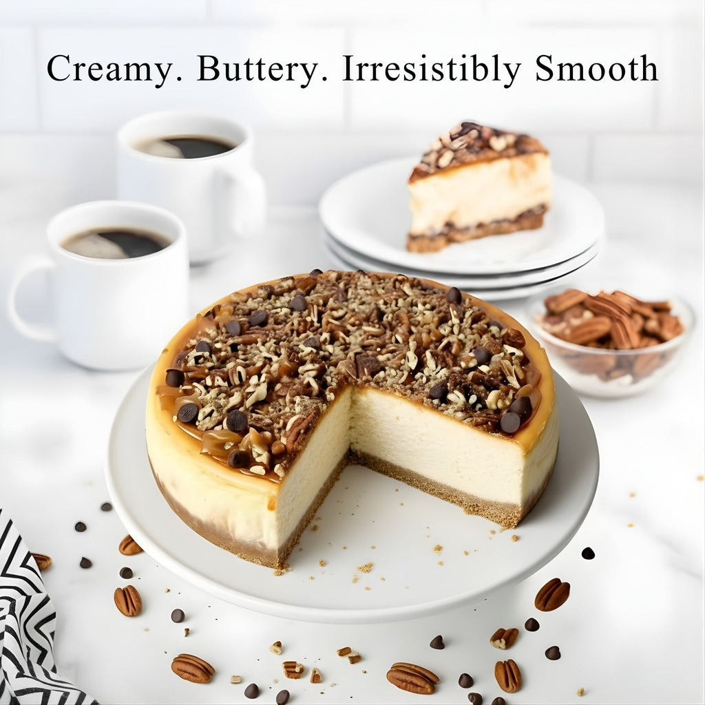 Andy Anand Sugar-Free Turtle Cheesecake, 9-Inch, 2 lb – Caramel, Pecans & Dark Chocolate, Diabetic-Friendly, California Cream Cheese Gift